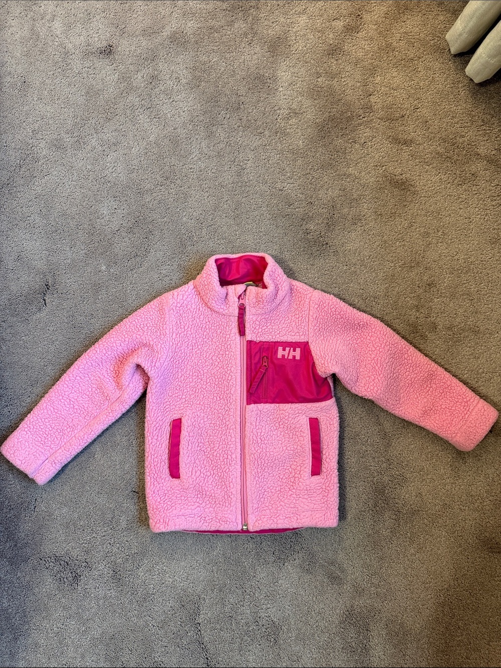 Helly Hansen Kids Pink Sherpa Fleece Jacket with Magenta Accent